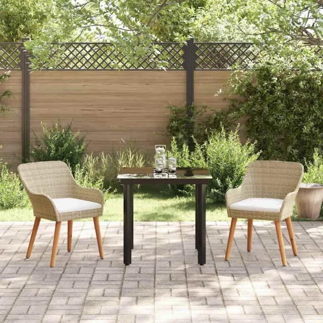 Ensemble de salle à manger pour jardin 3 pcs Beige polyrotin