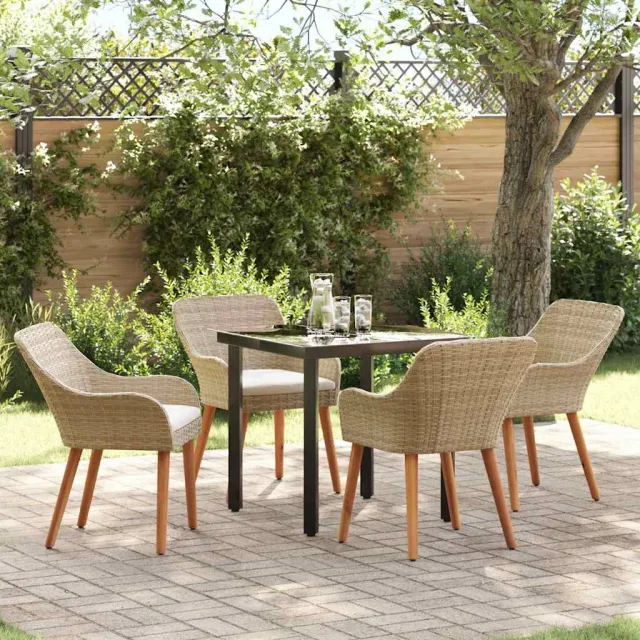 Ensemble de salle à manger pour jardin 5 pcs Beige polyrotin