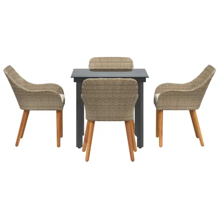 Ensemble de salle à manger pour jardin 5 pcs Beige polyrotin