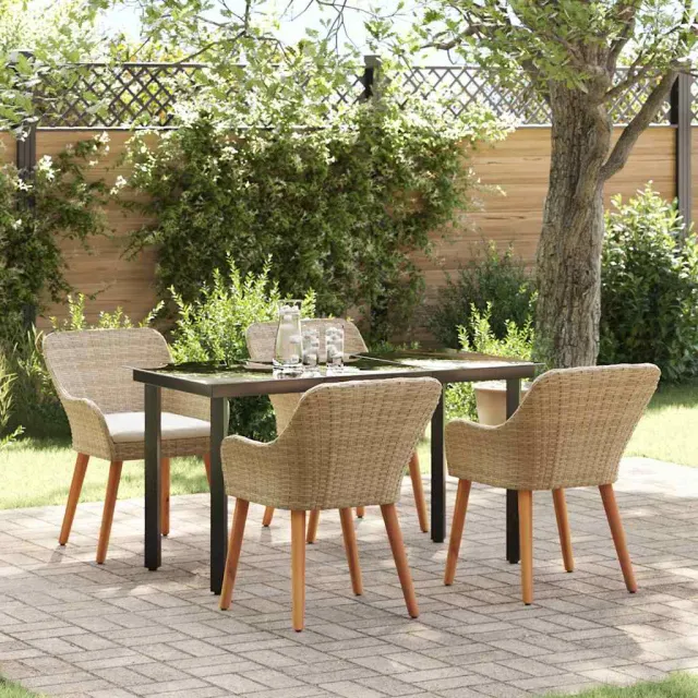 Ensemble de salle à manger pour jardin 5 pcs Beige polyrotin