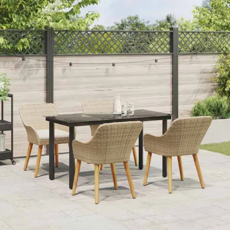 Ensemble de salle à manger pour jardin 5 pcs Beige polyrotin