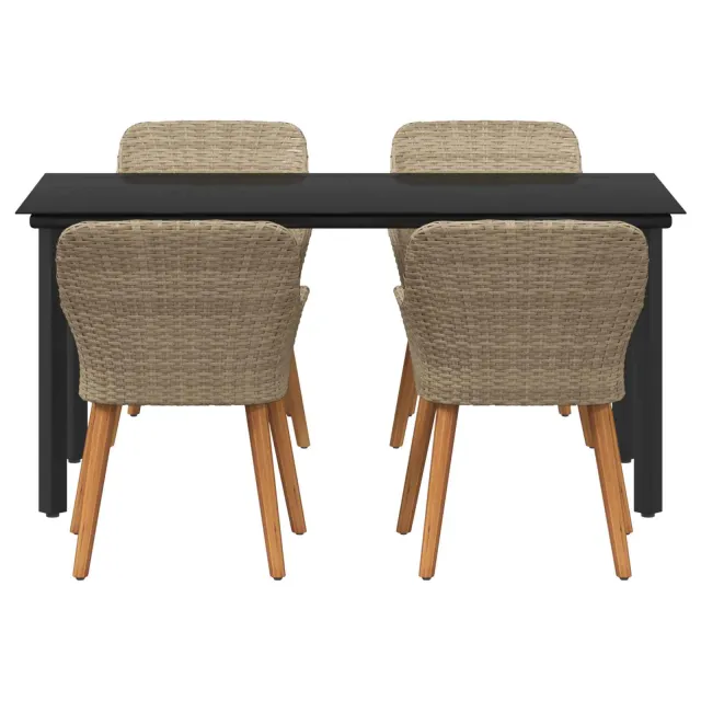 Ensemble de salle à manger pour jardin 5 pcs Beige polyrotin