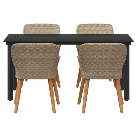 Ensemble de salle à manger pour jardin 5 pcs Beige polyrotin