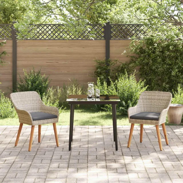 Ensemble de salle à manger pour jardin 3 pcs Gris clair