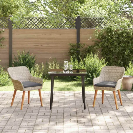 Ensemble de salle à manger pour jardin 3 pcs Gris clair