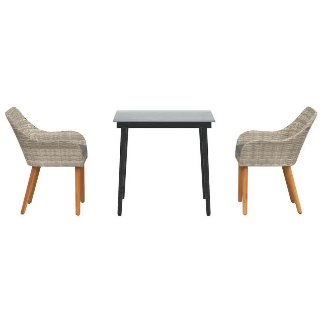 Ensemble de salle à manger pour jardin 3 pcs Gris clair