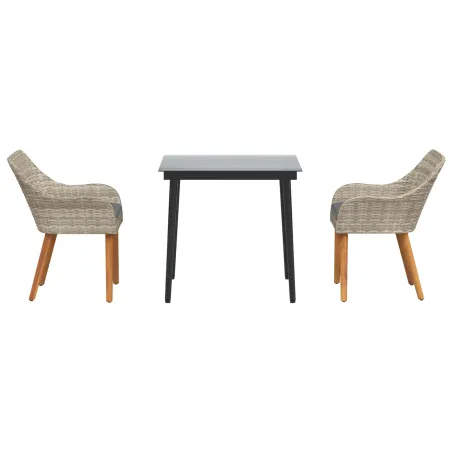 Ensemble de salle à manger pour jardin 3 pcs Gris clair