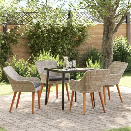 Ensemble de salle à manger pour jardin 5 pcs Gris clair