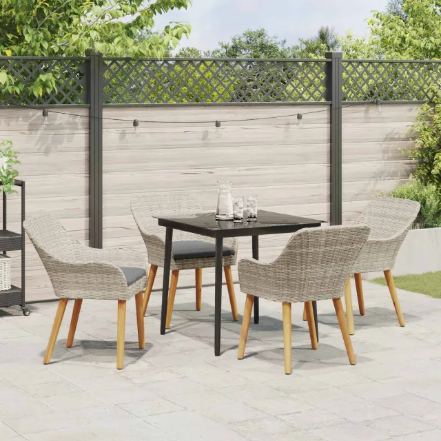 Ensemble de salle à manger pour jardin 5 pcs Gris clair