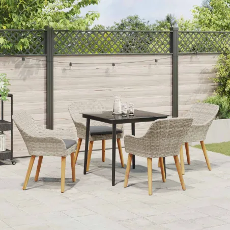 Ensemble de salle à manger pour jardin 5 pcs Gris clair