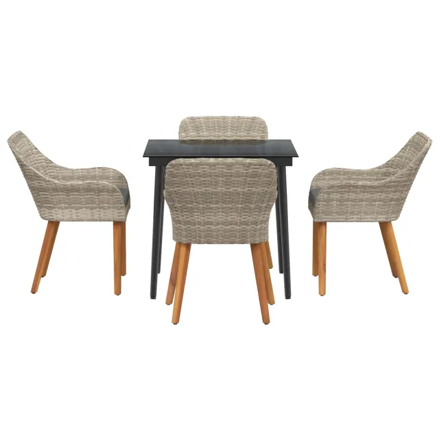 Ensemble de salle à manger pour jardin 5 pcs Gris clair