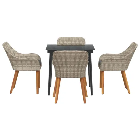 Ensemble de salle à manger pour jardin 5 pcs Gris clair