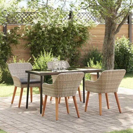 Ensemble de salle à manger pour jardin 5 pcs Gris clair