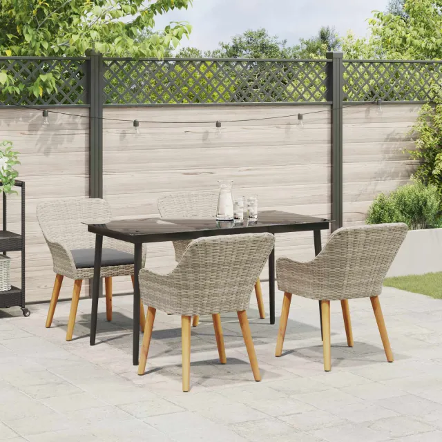 Ensemble de salle à manger pour jardin 5 pcs Gris clair