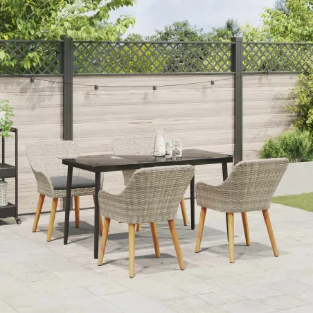 Ensemble de salle à manger pour jardin 5 pcs Gris clair