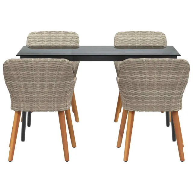 Ensemble de salle à manger pour jardin 5 pcs Gris clair