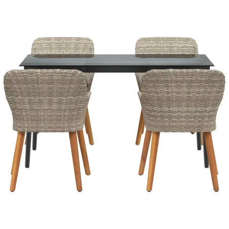 Ensemble de salle à manger pour jardin 5 pcs Gris clair