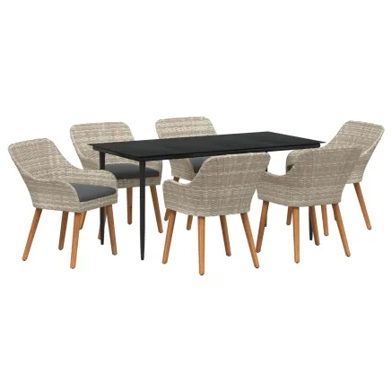Ensemble de salle à manger pour jardin 7 pcs Gris clair