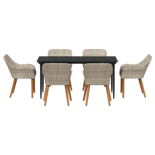 Ensemble de salle à manger pour jardin 7 pcs Gris clair