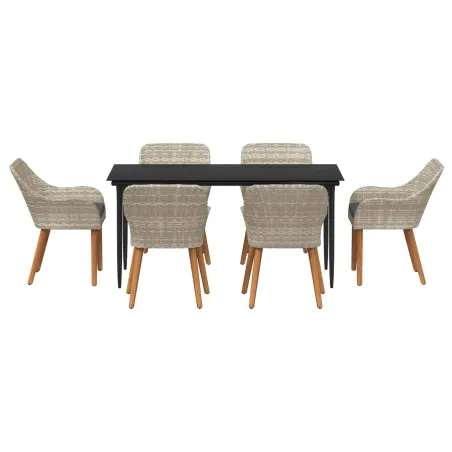 Ensemble de salle à manger pour jardin 7 pcs Gris clair