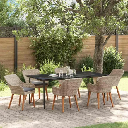 Ensemble de salle à manger pour jardin 7 pcs Gris clair