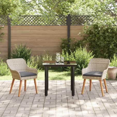 Ensemble de salle à manger pour jardin 3 pcs Gris clair