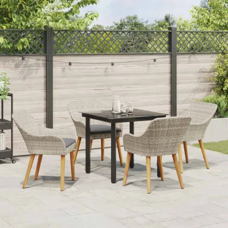 Ensemble de salle à manger pour jardin 5 pcs Gris clair