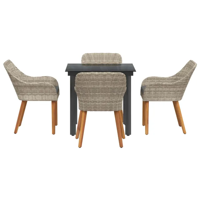 Ensemble de salle à manger pour jardin 5 pcs Gris clair