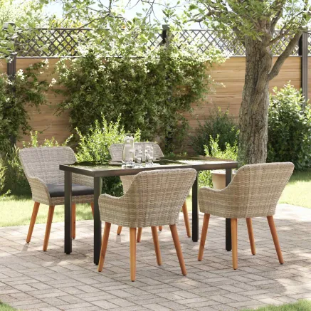 Ensemble de salle à manger pour jardin 5 pcs Gris clair