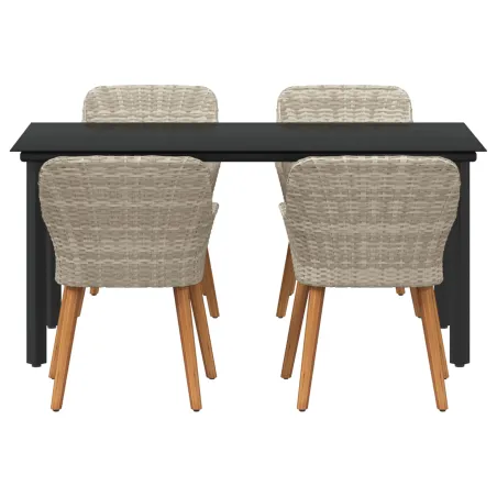 Ensemble de salle à manger pour jardin 5 pcs Gris clair