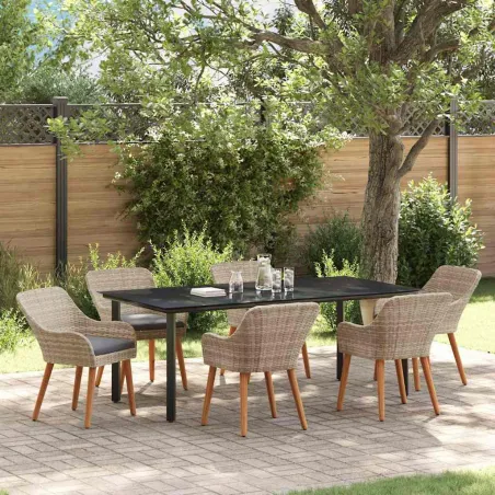 Ensemble de salle à manger pour jardin 7 pcs Gris clair