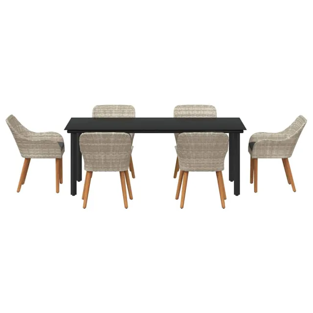 Ensemble de salle à manger pour jardin 7 pcs Gris clair