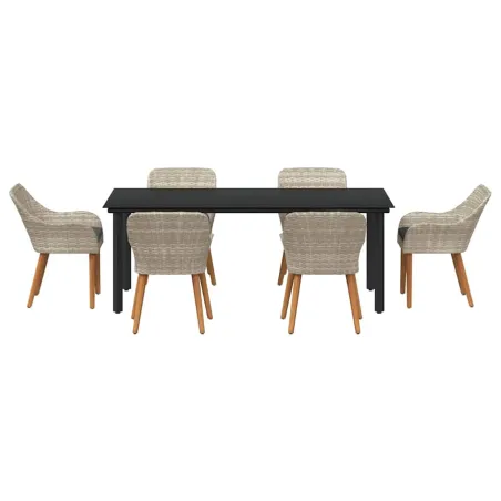 Ensemble de salle à manger pour jardin 7 pcs Gris clair