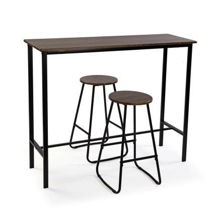 Conjunto de Mesa con 2 Sillas Versa Negro PVC Metal Madera MDF 40 x 12