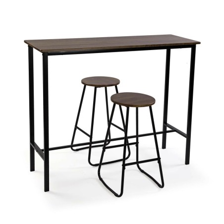 Table set with 2 chairs Versa Black PVC Metal MDF Wood 40 x 120 x 100