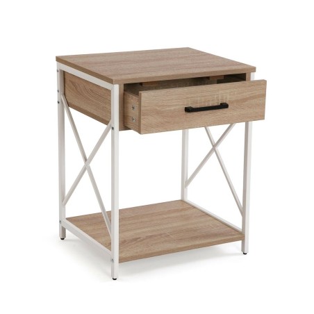 Mesita de Noche Versa Blanco PVC Madera Metal 40 x 60 x 48 cm