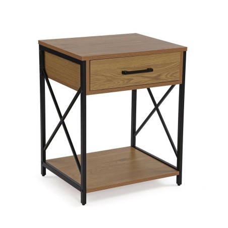 Nachttisch Versa Schwarz PVC Holz Metall 40 x 60 x 48 cm