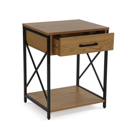 Nachtkastje Versa Zwart PVC Hout Metaal 40 x 60 x 48 cm