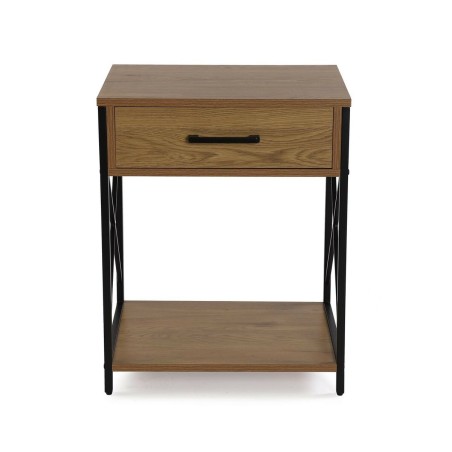 Table de Nuit Versa Noir PVC Bois Métal 40 x 60 x 48 cm