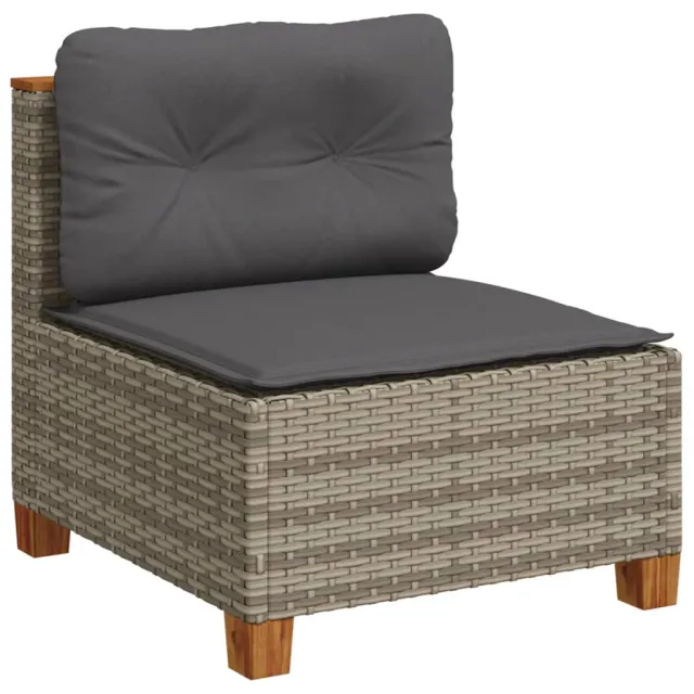 Salon de jardin avec coussins 7 pcs gris résine tressée