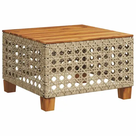 Salon de jardin avec coussins 7 pcs beige résine tressée