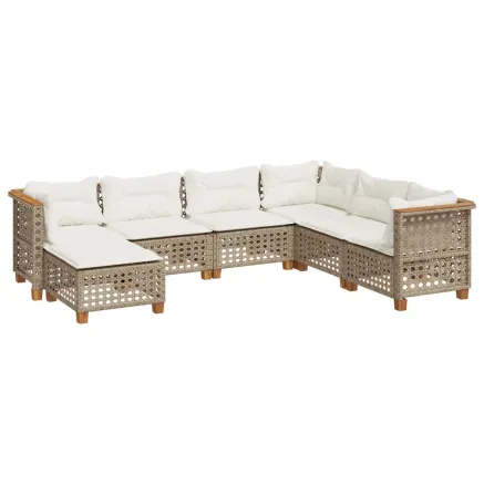 Salon de jardin avec coussins 7 pcs beige résine tressée 2