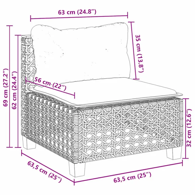 Salon de jardin avec coussins 9 pcs beige résine tressée