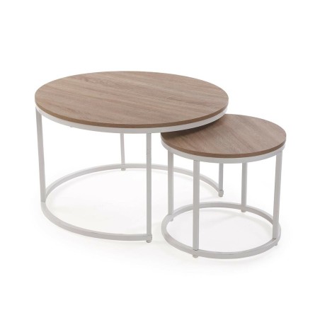 Set van 2 tafels Versa Aurea Wit 48 x 48 x 42 cm 80 x 80 x 48 cm