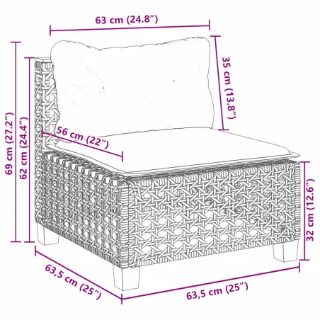 Salon de jardin avec coussins 10 pcs beige résine tressée