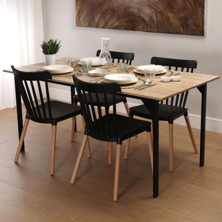 Table de Salle à Manger Versa Collins Métal Mélamine Bois MDF 75 x