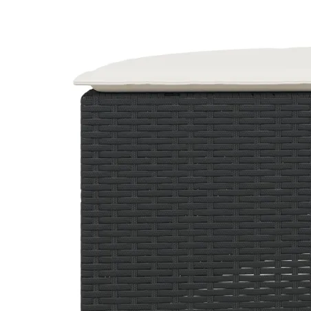 Salon de jardin 3 pcs demi-rond noir résine tressée