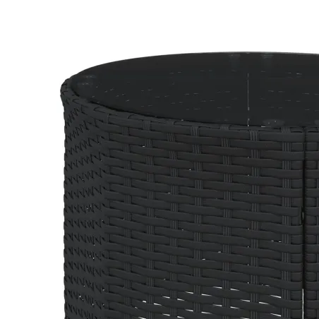 Salon de jardin 3 pcs demi-rond noir résine tressée