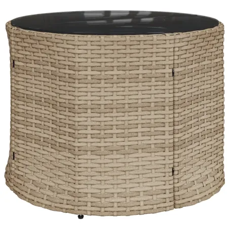 Salon de jardin 3 pcs demi-rond beige résine tressée