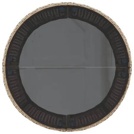 Salon de jardin 3 pcs demi-rond beige résine tressée